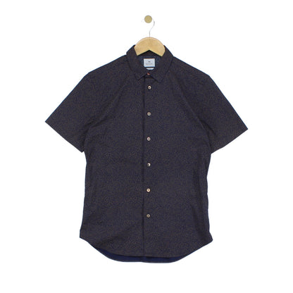 Mens Patterned Shirt Slim Fit Short Sleeve