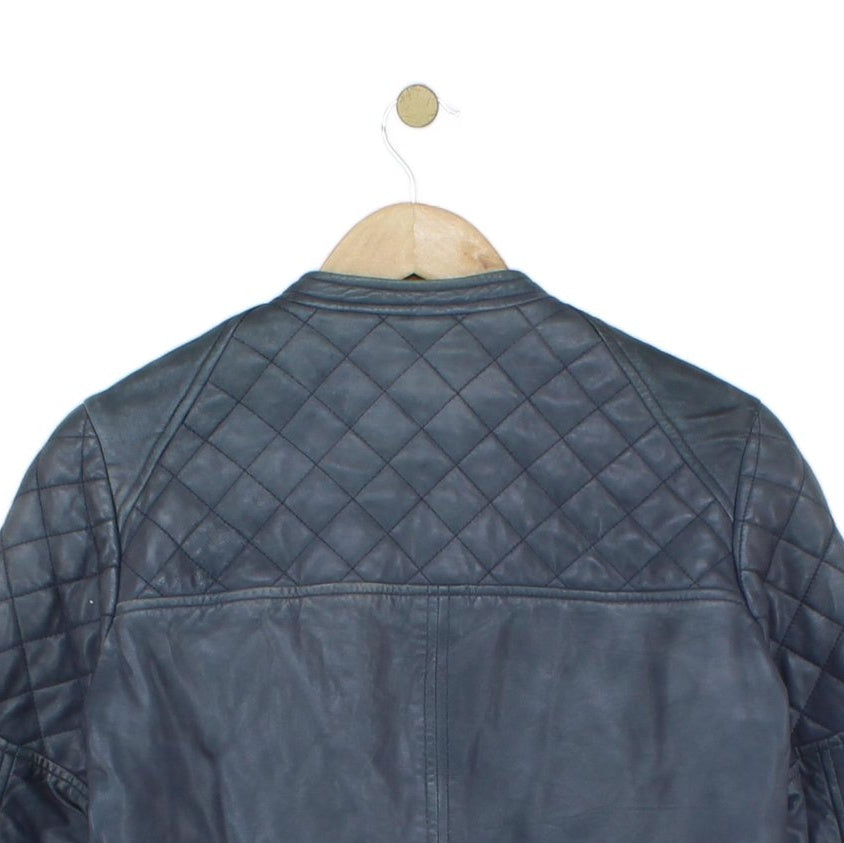Womens Leather Jacket Biker Full Zip