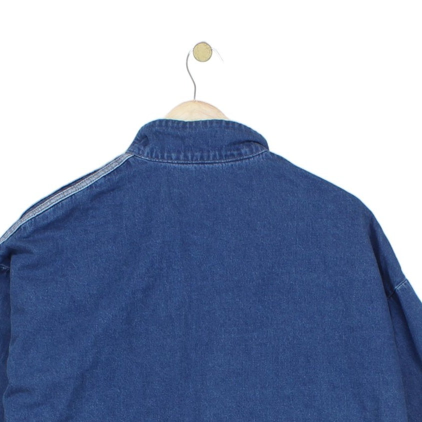 Womens 1/4 Zip Jacket Oversized Fit Striped Sleeves Cotton