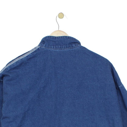 Womens 1/4 Zip Jacket Oversized Fit Striped Sleeves Cotton