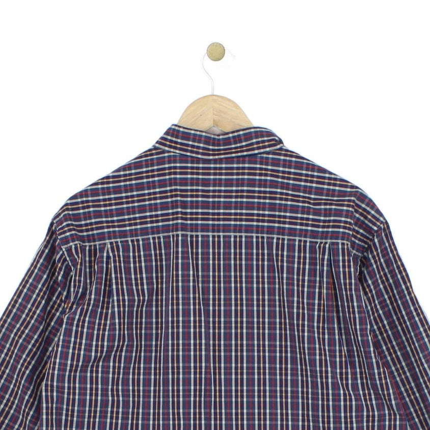 Mens Check Shirt Button Up Long Sleeve