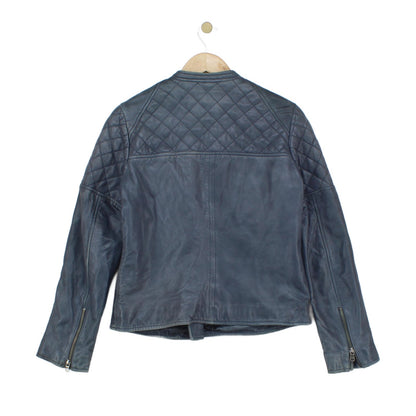 Womens Leather Jacket Biker Full Zip