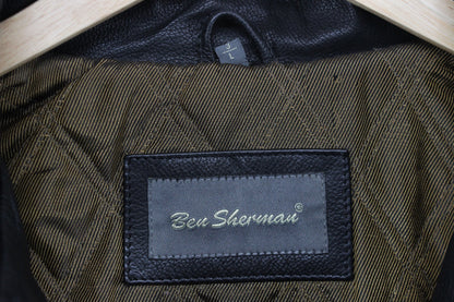 Mens Leather Jacket Full Zip Collared