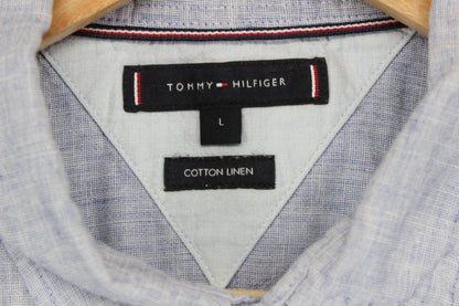 Mens Shirt Short Sleeve Cotton Linen