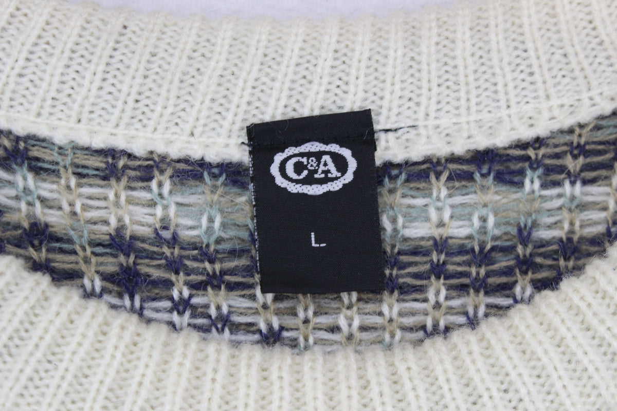 Mens Jumper Patterned Knit Wool Blend