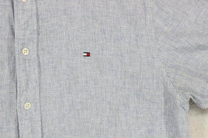 Mens Shirt Short Sleeve Cotton Linen