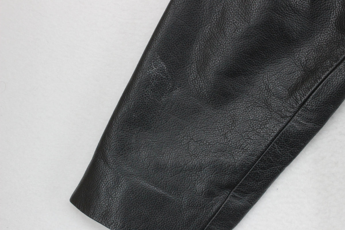 Mens Leather Jacket Full Zip Collared
