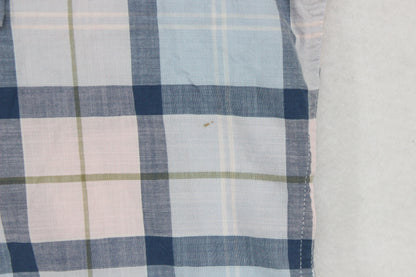 Mens Plaid Shirt Short Sleeve Check