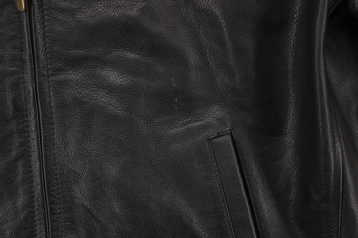Mens Leather Jacket Full Zip Collared