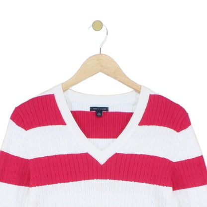 Womens V-Neck Jumper  Striped Knit