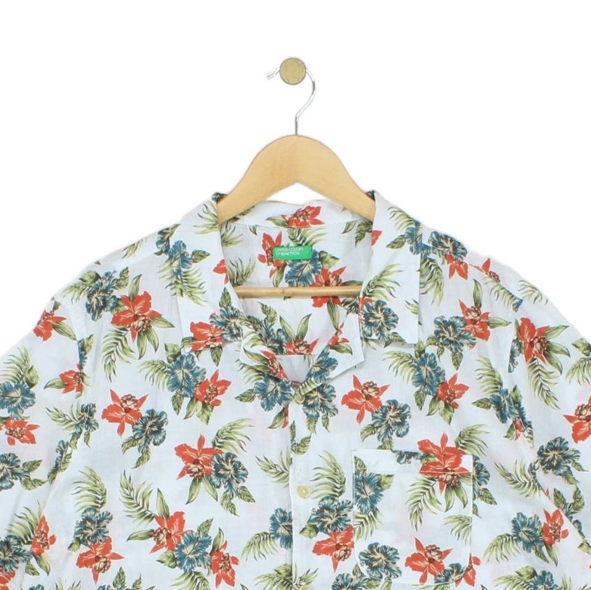 Mens Floral Shirt Tropical Short Sleeve