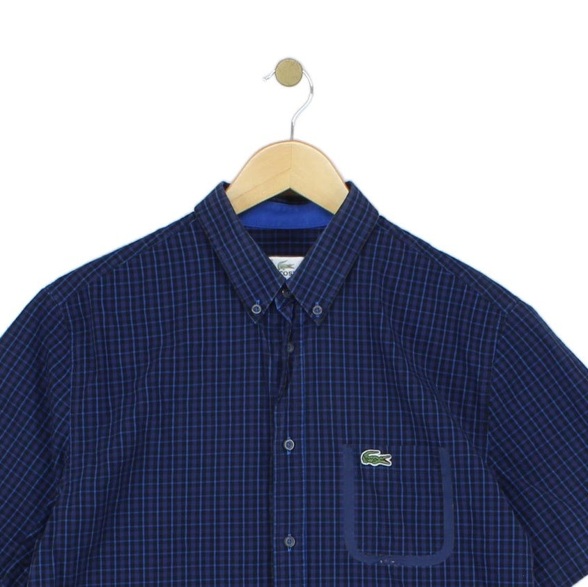 Mens Check Shirt Button Up Short Sleeve