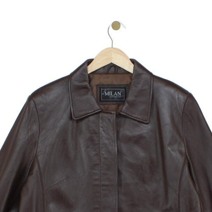 Womens Leather Overcoat Long Sleeve