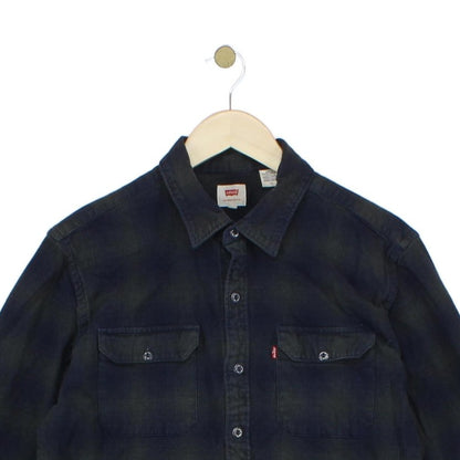 Mens Plaid Shirt Button Up Long Sleeve Cotton