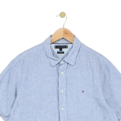 Mens Shirt Short Sleeve Cotton Linen