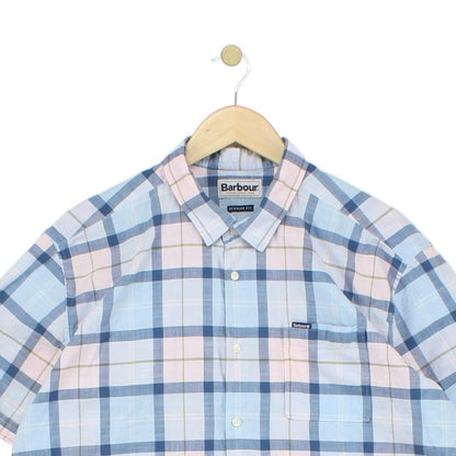 Mens Plaid Shirt Short Sleeve Check