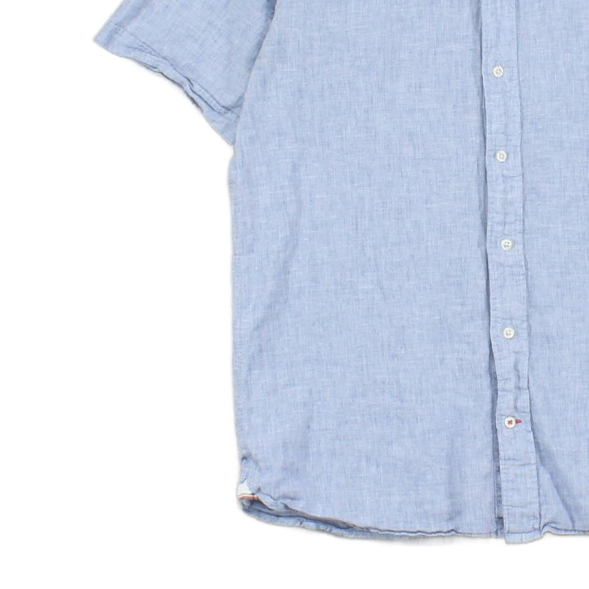 Mens Shirt Short Sleeve Cotton Linen