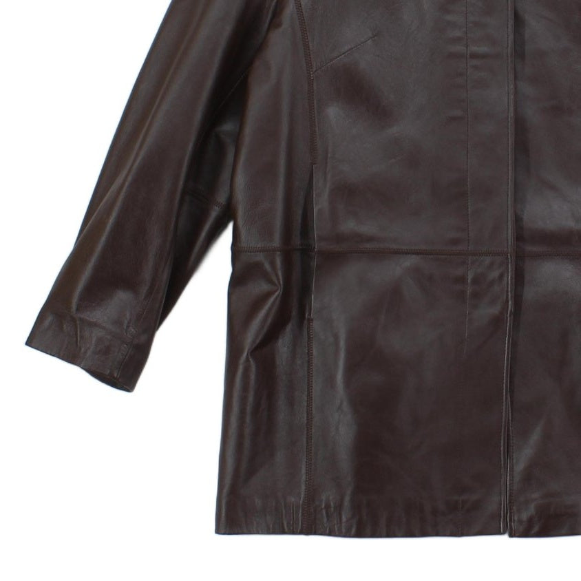 Womens Leather Overcoat Long Sleeve