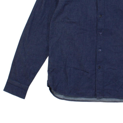 Mens Denim Shirt Stretch Button Up Long Sleeve
