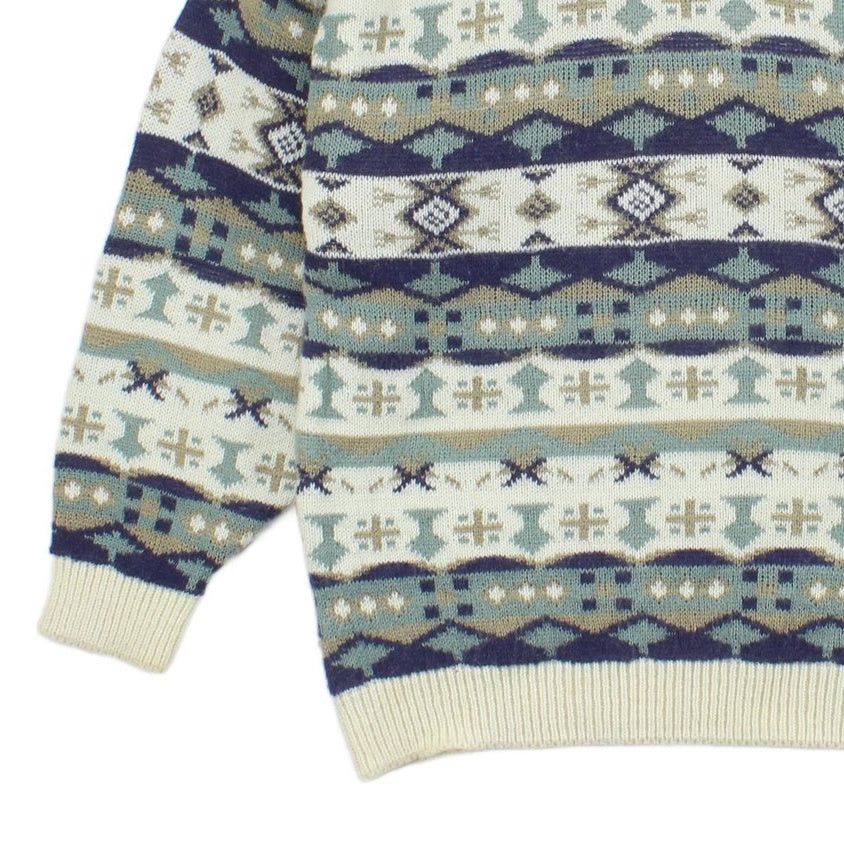 Mens Jumper Patterned Knit Wool Blend