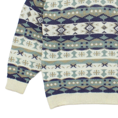 Mens Jumper Patterned Knit Wool Blend
