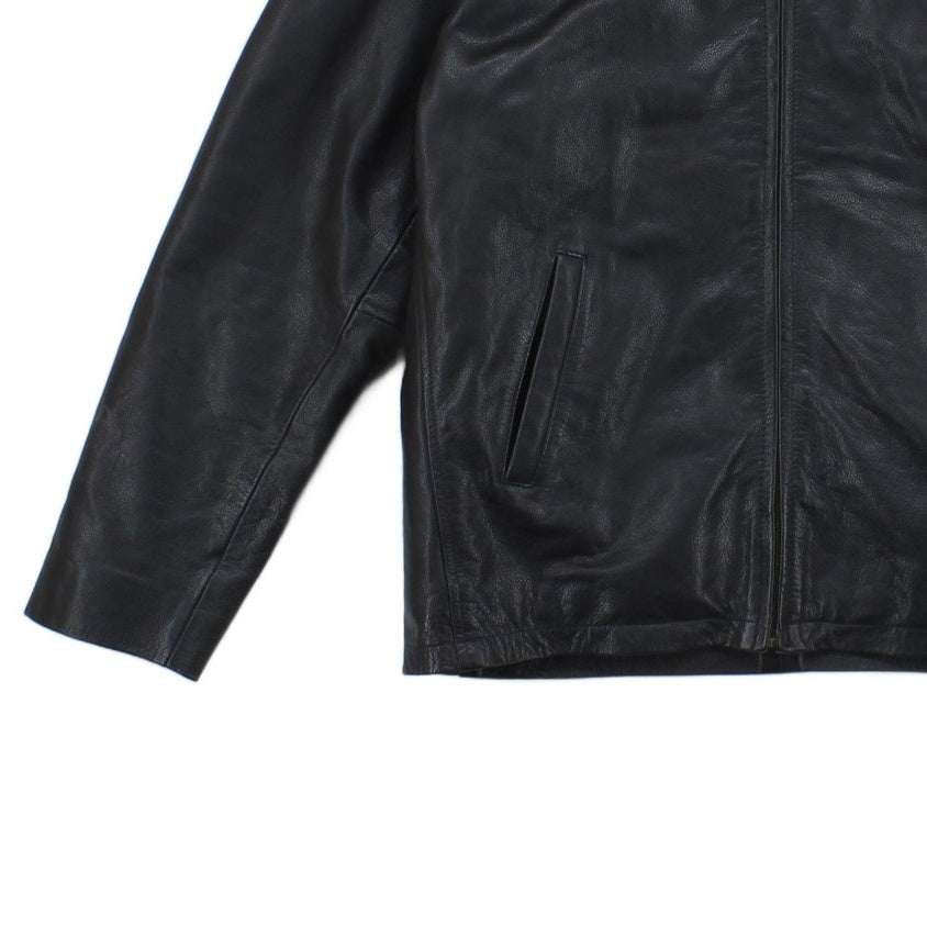 Mens Leather Jacket Full Zip Collared