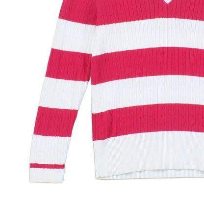 Womens V-Neck Jumper  Striped Knit