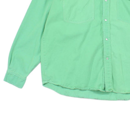 Mens Denim Shirt Pearl Snap Long Sleeve Cotton