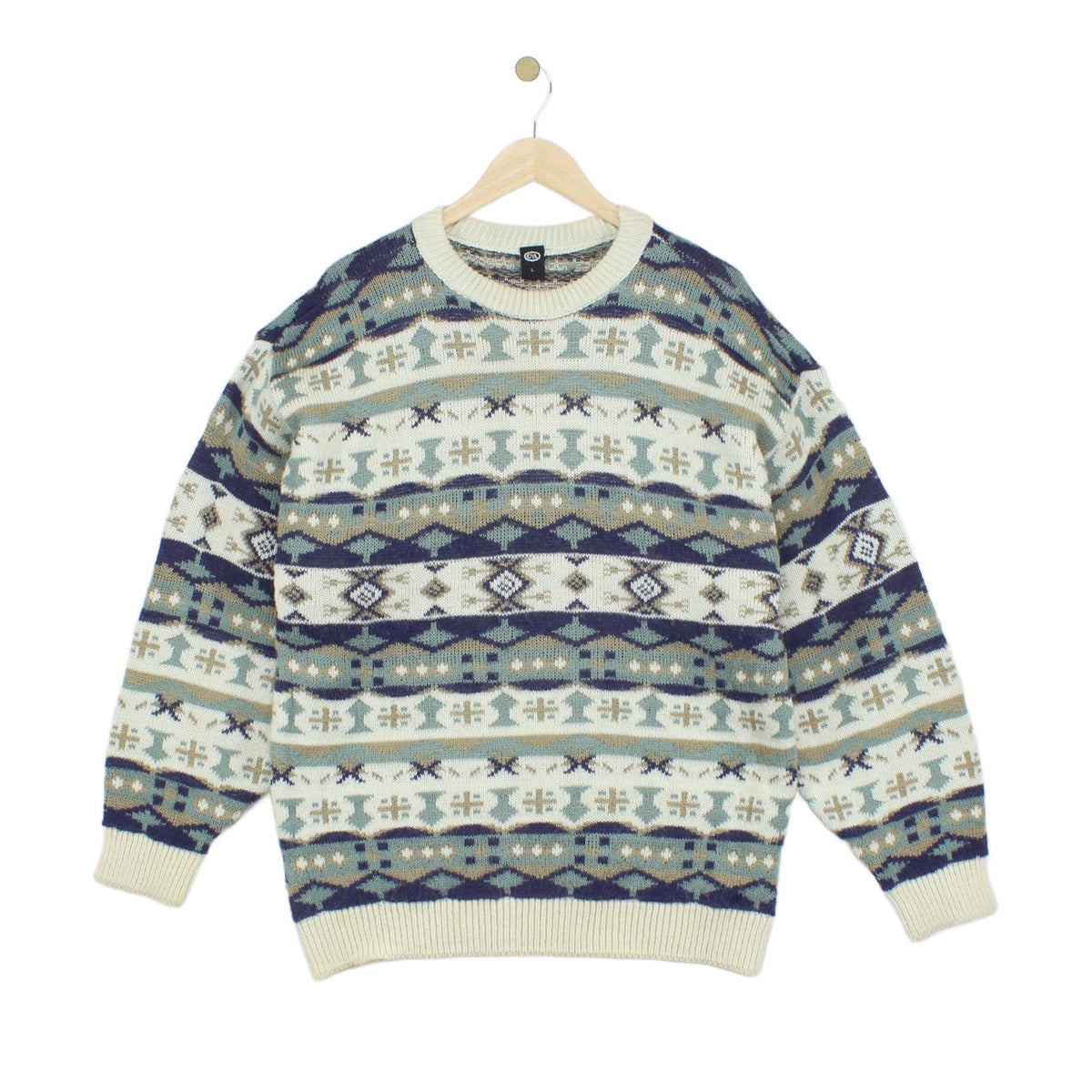 Mens Jumper Patterned Knit Wool Blend
