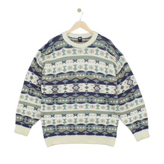Mens Jumper Patterned Knit Wool Blend