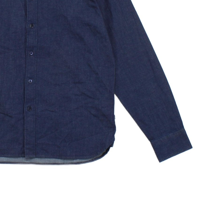 Mens Denim Shirt Stretch Button Up Long Sleeve