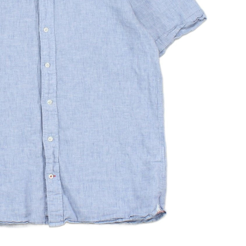 Mens Shirt Short Sleeve Cotton Linen