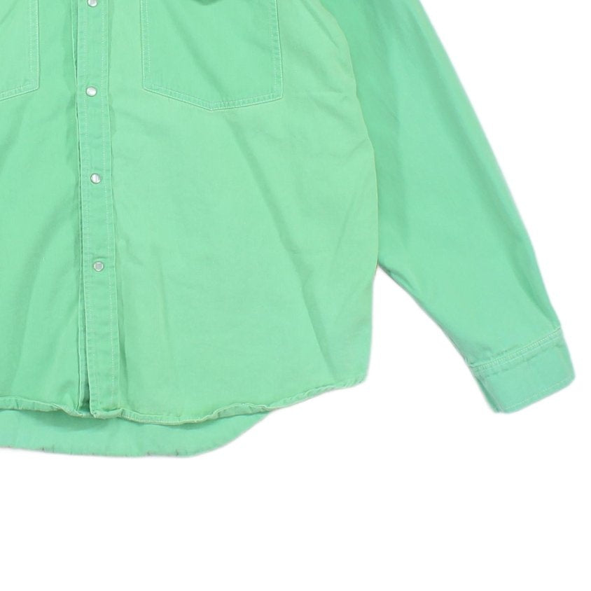 Mens Denim Shirt Pearl Snap Long Sleeve Cotton