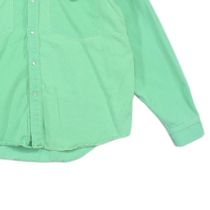 Mens Denim Shirt Pearl Snap Long Sleeve Cotton