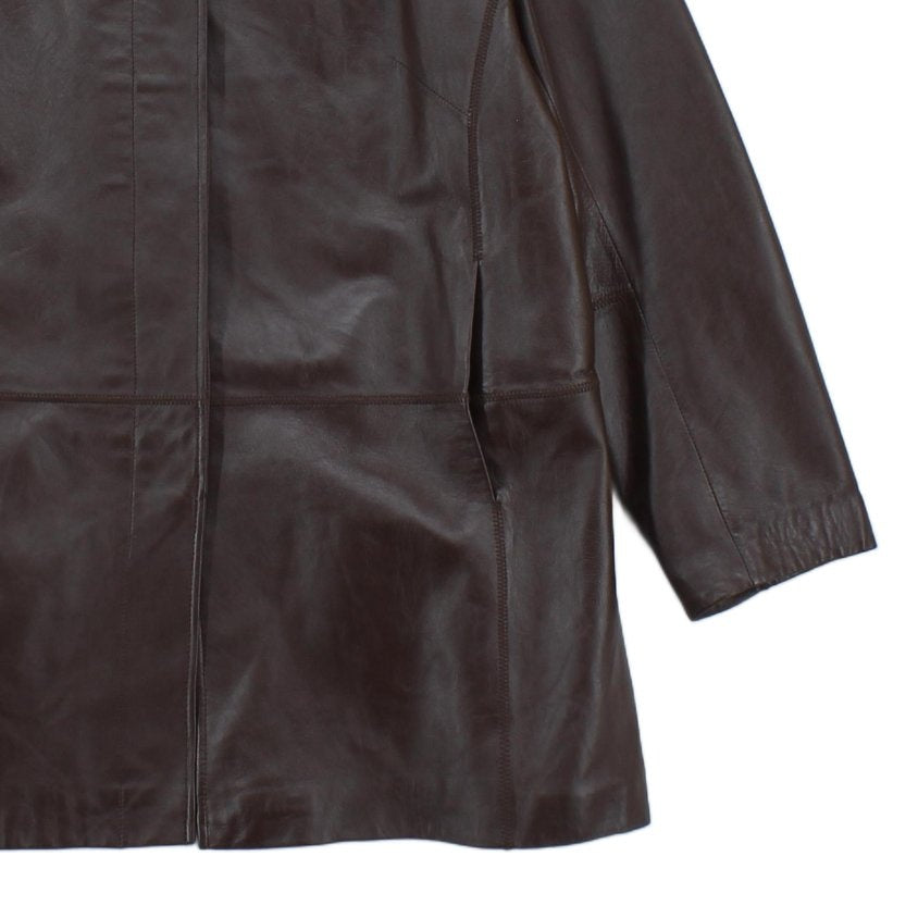 Womens Leather Overcoat Long Sleeve