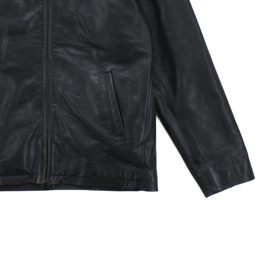 Mens Leather Jacket Full Zip Collared