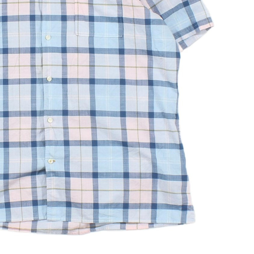 Mens Plaid Shirt Short Sleeve Check