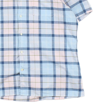 Mens Plaid Shirt Short Sleeve Check