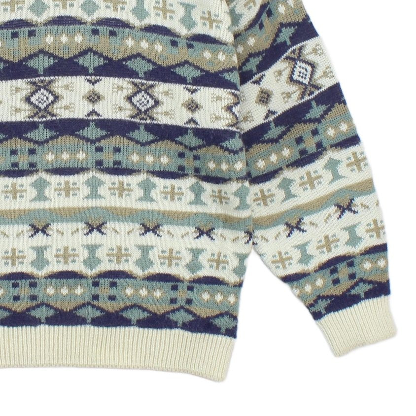 Mens Jumper Patterned Knit Wool Blend