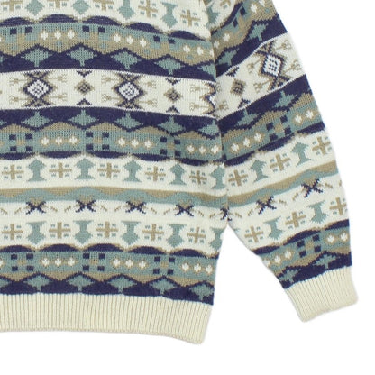 Mens Jumper Patterned Knit Wool Blend