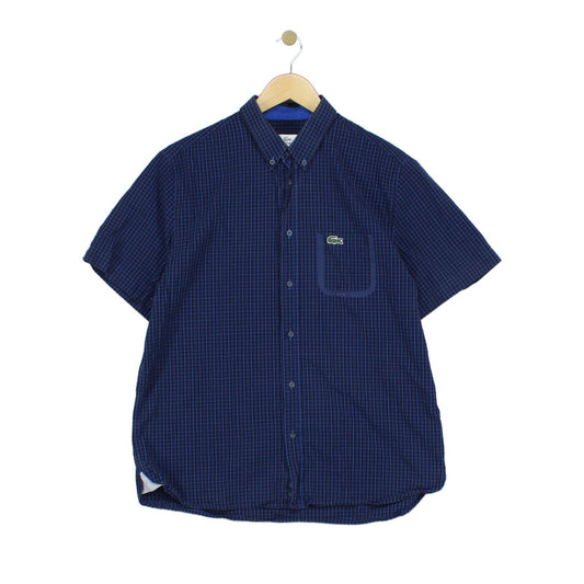 Mens Check Shirt Button Up Short Sleeve