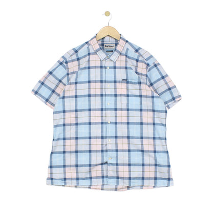 Mens Plaid Shirt Short Sleeve Check