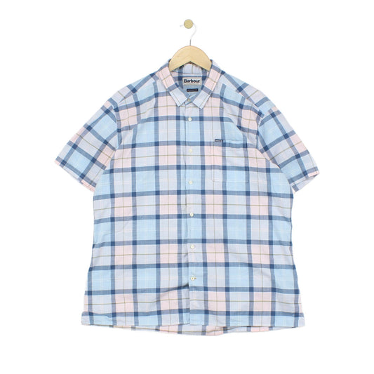 Mens Plaid Shirt Short Sleeve Check