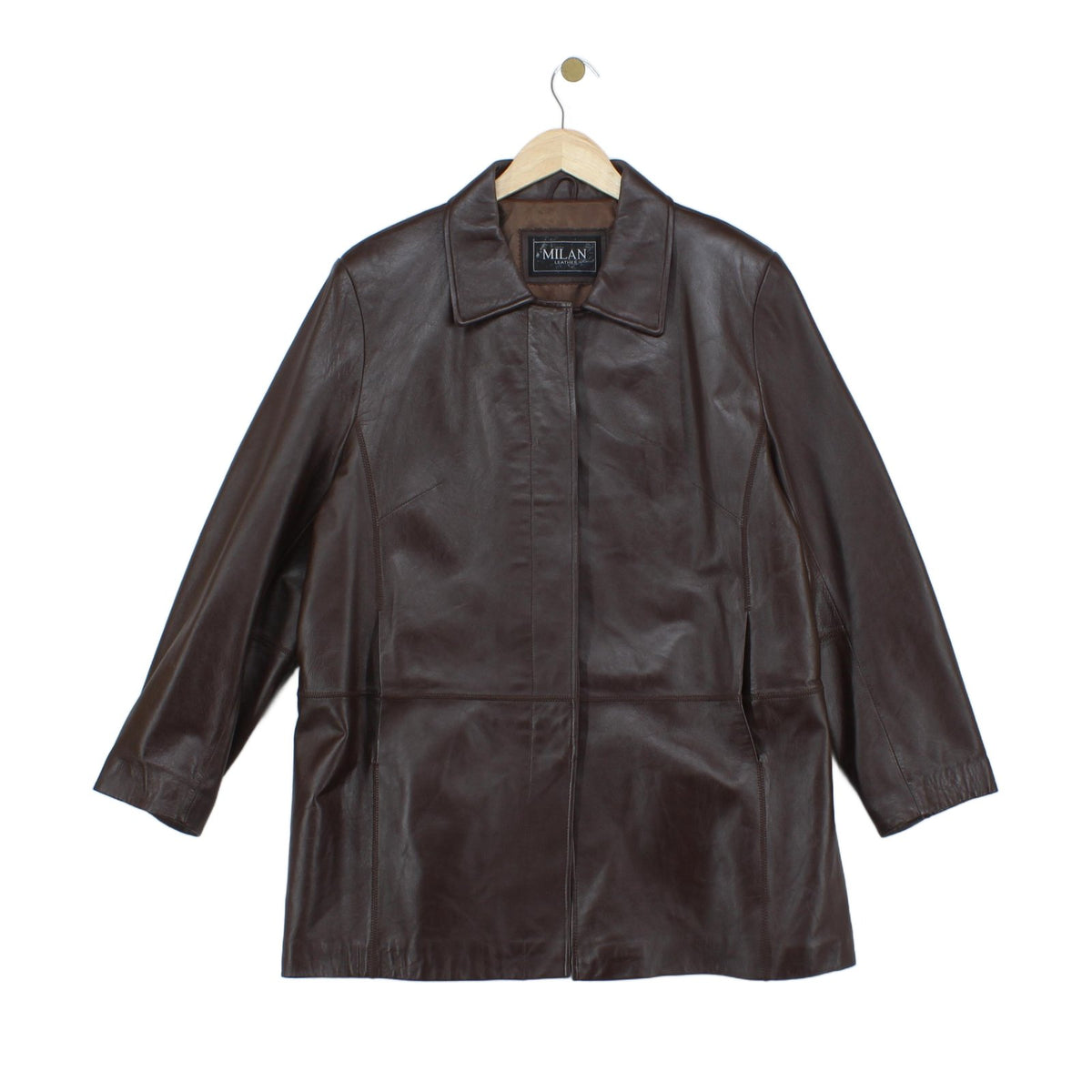 Womens Leather Overcoat Long Sleeve