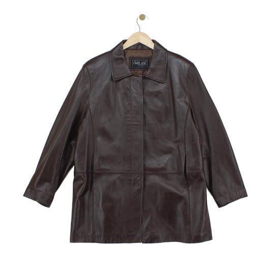Womens Leather Overcoat Long Sleeve