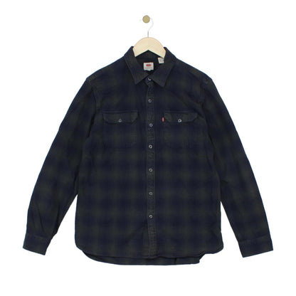 Mens Plaid Shirt Button Up Long Sleeve Cotton