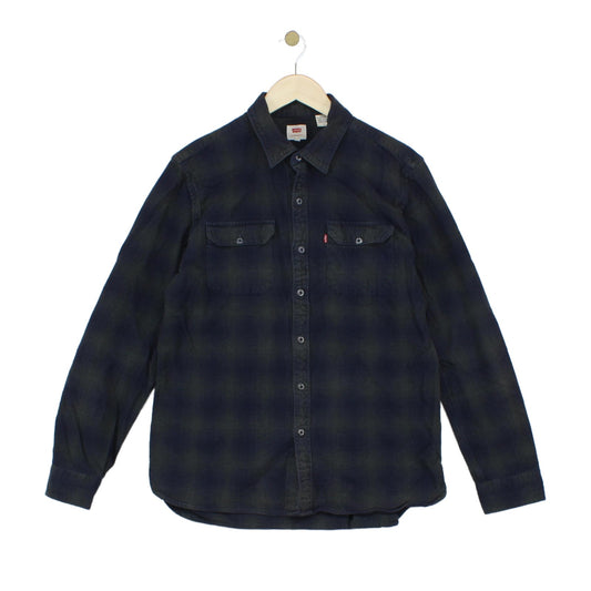 Mens Plaid Shirt Button Up Long Sleeve Cotton