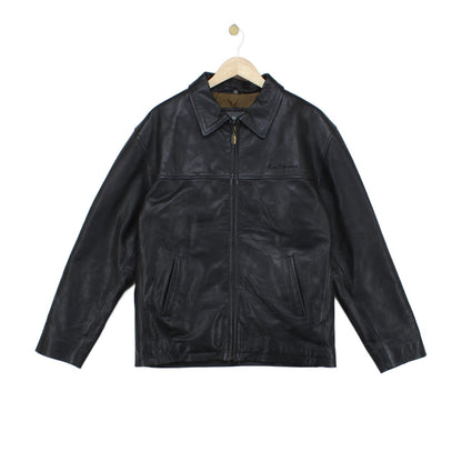 Mens Leather Jacket Full Zip Collared