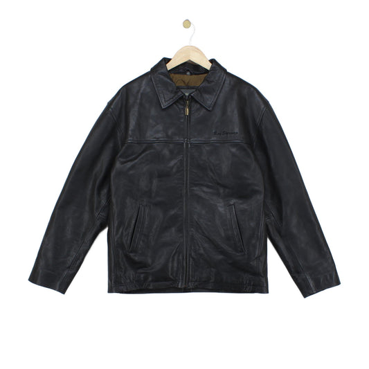 Mens Leather Jacket Full Zip Collared