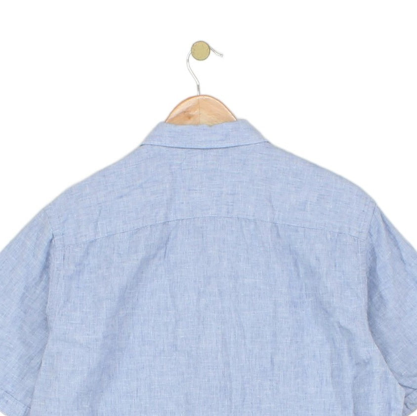 Mens Shirt Short Sleeve Cotton Linen